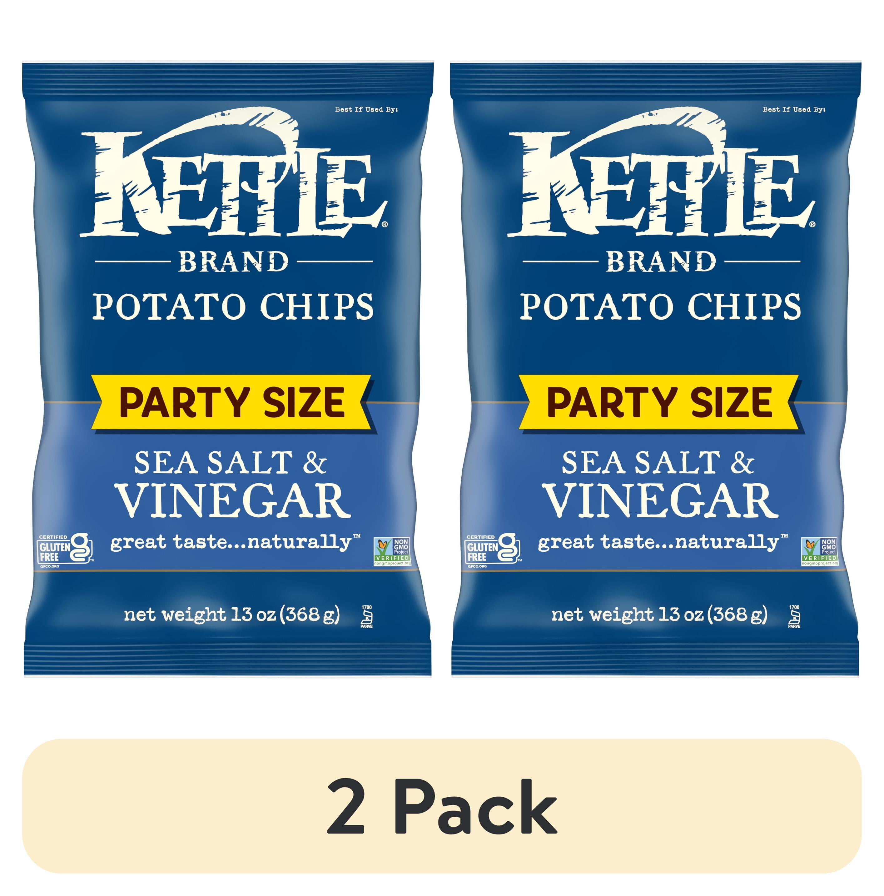 (2 pack) Kettle Brand Potato Chips, Sea Salt & Vinegar Kettle Chips, Party Size, 13 oz