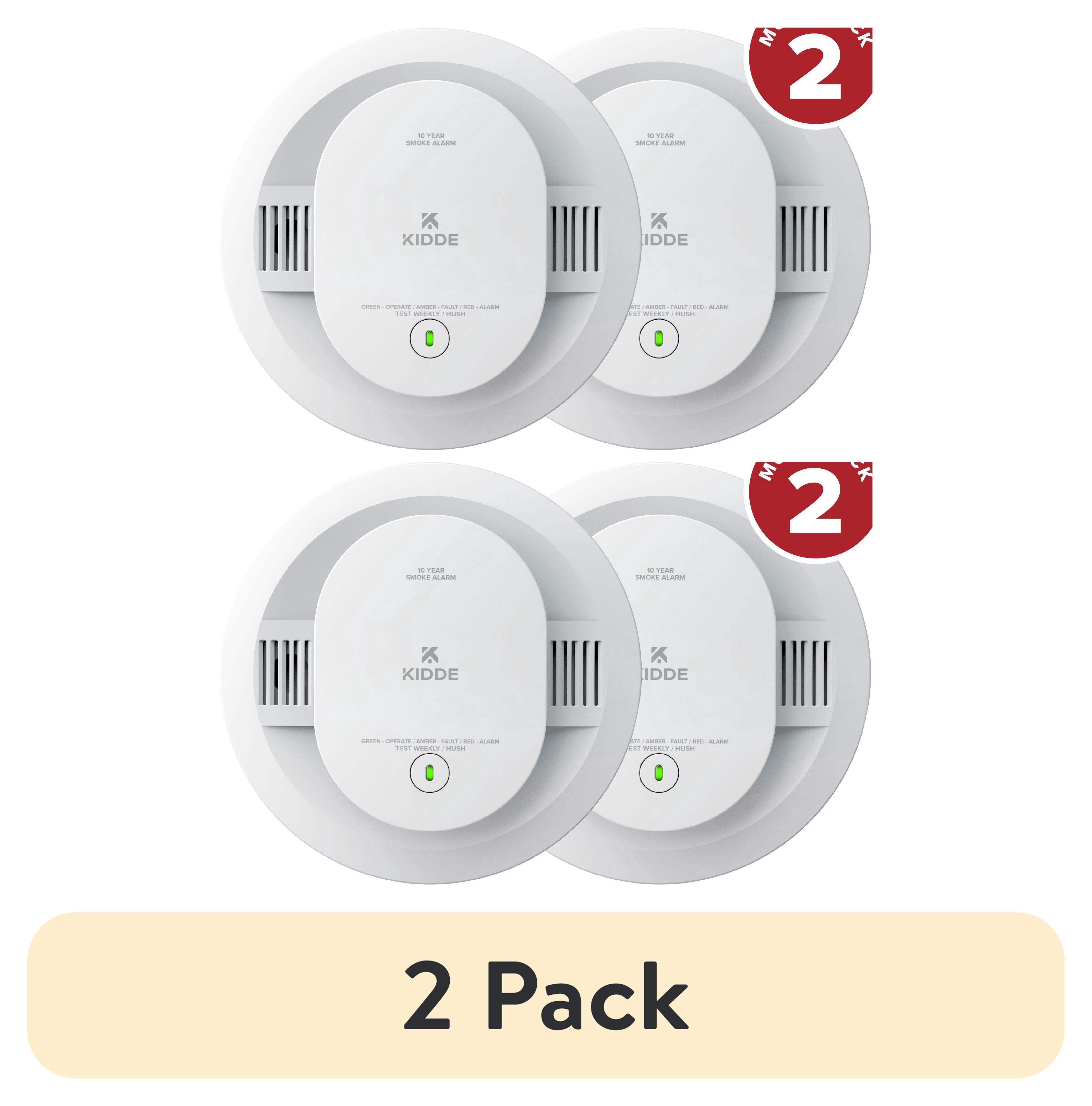 (2 pack) Kidde 10-Year Sealed Lithium Battery-Operated Photoelectric Smoke Detector Alarm, 5-Inch, 2 Pack