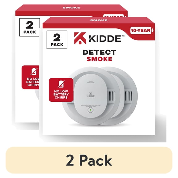 (2 pack) Kidde 10-Year Sealed Lithium Battery-Operated Photoelectric Smoke Detector Alarm, 5-Inch, 2 Pack