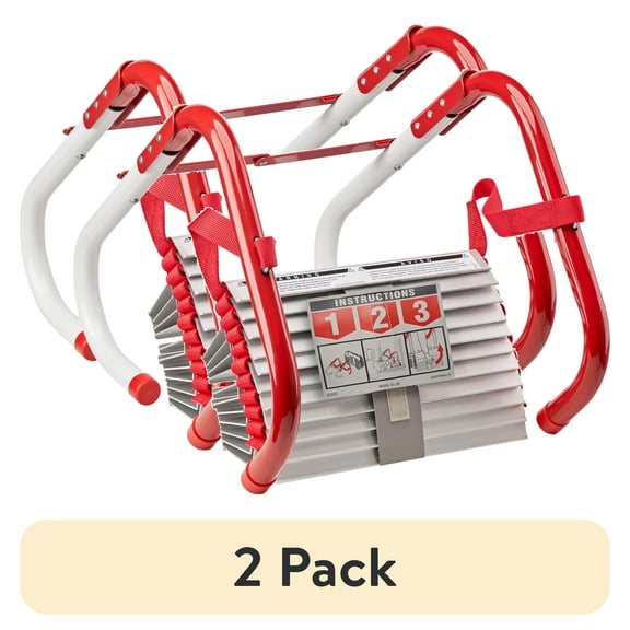 (2 pack) Kidde 2-Story Fire Escape Ladder with Steel Anti-Slip Rungs