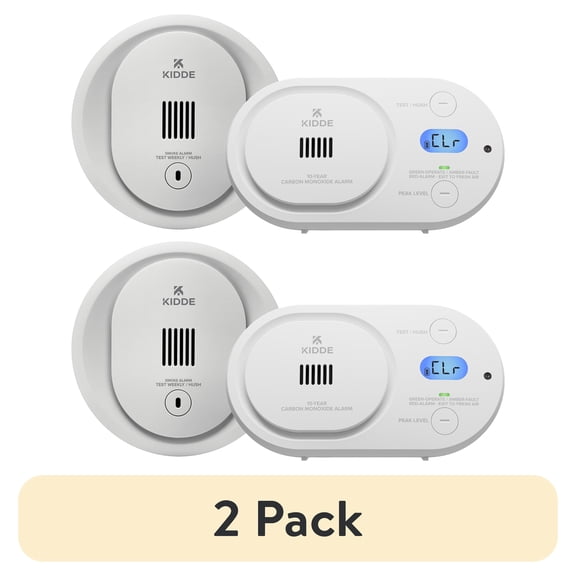 (2 pack) Kidde AA Battery-Powered Photoelectric Smoke Detector and Electrochemical Carbon Monoxide Detector