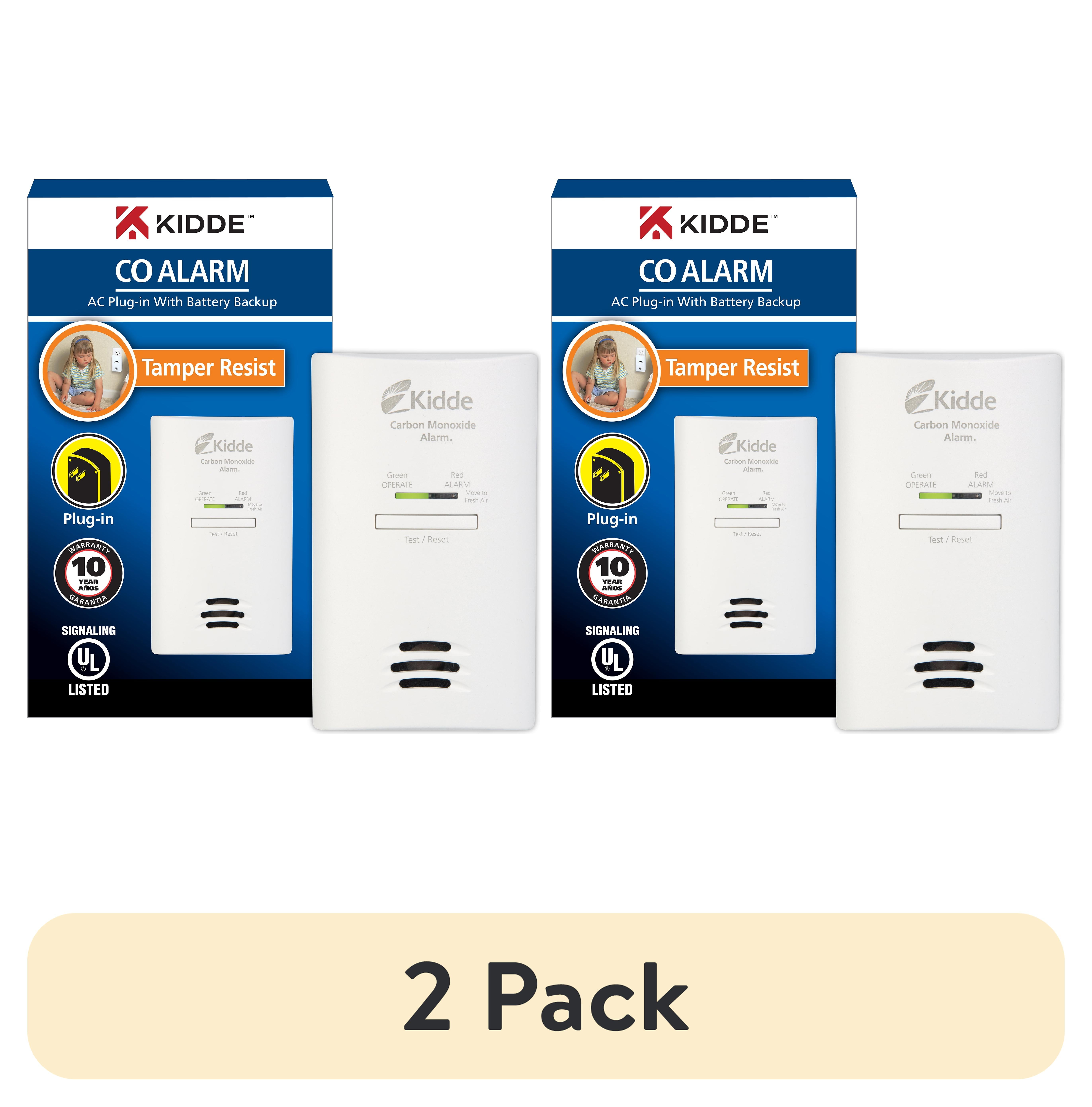 2 pack) Kidde AC Plug-In Carbon Monoxide Detector with Battery