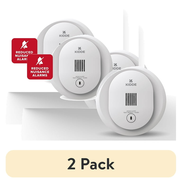 (2 pack) Kidde Battery-Operated Photoelectric Smoke Detector Alarm, 4-Inch, Batteries Included