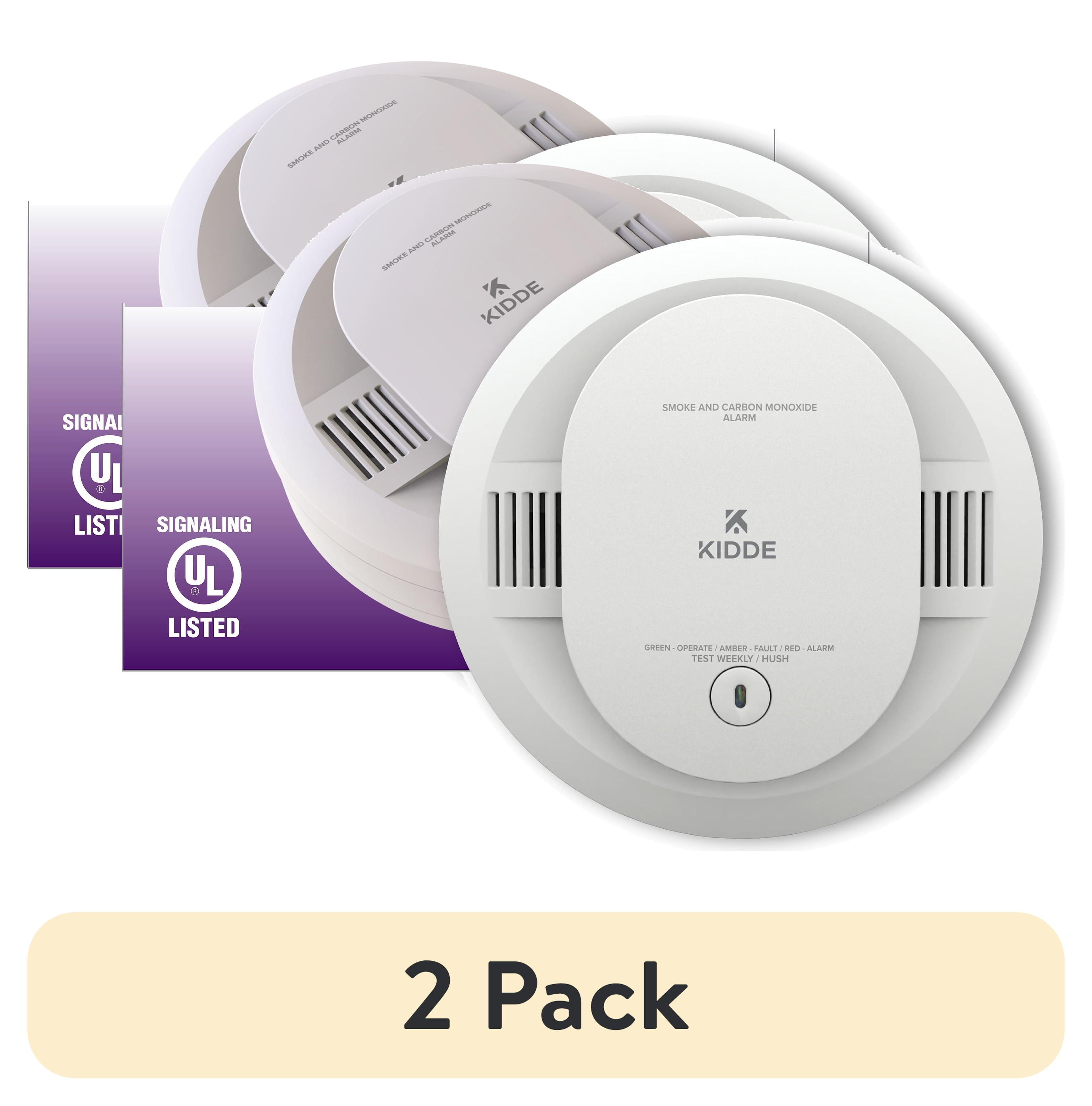 (2 pack) Kidde Battery Operated Smoke & Carbon Monoxide Detector with LED warning indicators & Test-Hush Button