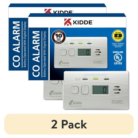 (2 pack) Kidde C3010D Carbon Monoxide Detector with Digital Display and 10-Year Worry-Free Lithium Battery, KIDDE