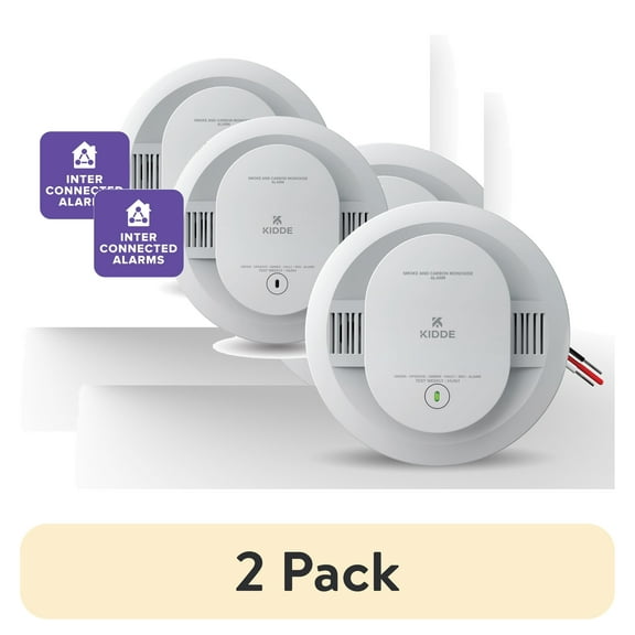 (2 pack) Kidde Hardwired Combination Smoke & Carbon Monoxide Detector, AA Battery Backup, 5-inch