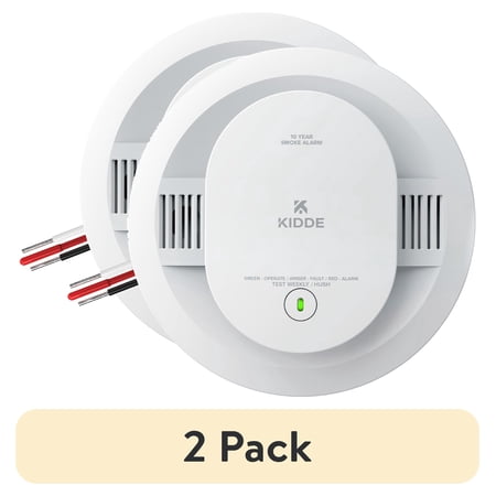 (2 pack) Kidde Hardwired Photoelectric Smoke Detector Alarm, 10-Year Lithium Sealed Battery Backup