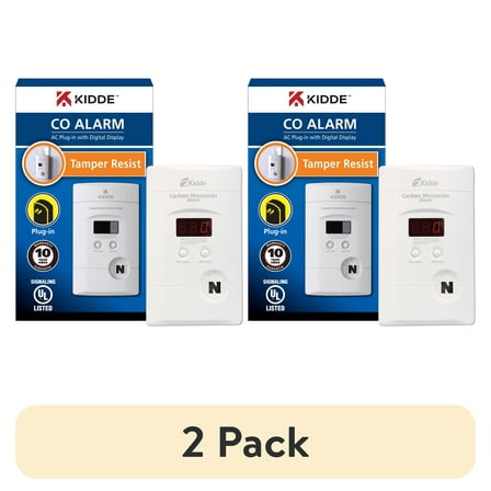 (2 pack) Kidde Nighthawk Plug-In AC/DC Carbon Monoxide Alarm Detector with Digital Display KN-COPP-3