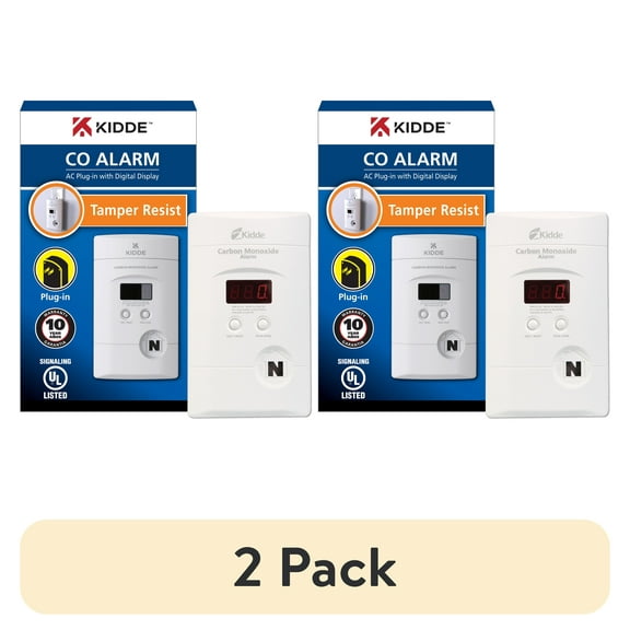 (2 pack) Kidde Nighthawk Plug-In AC/DC Carbon Monoxide Alarm Detector with Digital Display KN-COPP-3