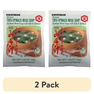 Kikkoman Instant Tofu & Spinach Miso Soup – Japanese Soybean Paste Soup (Single Serve)