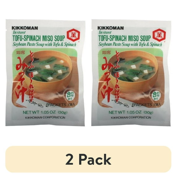 (2 pack) Kikkoman Instant Tofu-Spinach Miso Soup Mix, 1.05 oz