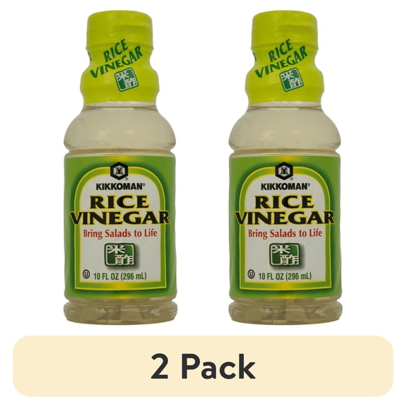 (2 pack) Kikkoman Rice Vinegar, 10 fl oz, Good for Salads, Shelf Stable, Plastic Bottle, New