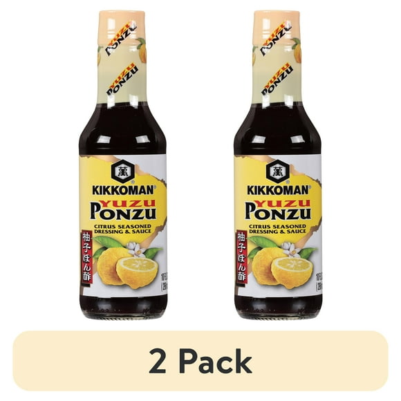 (2 pack) Kikkoman Yuzu Ponzu Sauce, 15 oz, 1 Count, Glass Bottle, Shelf Stable
