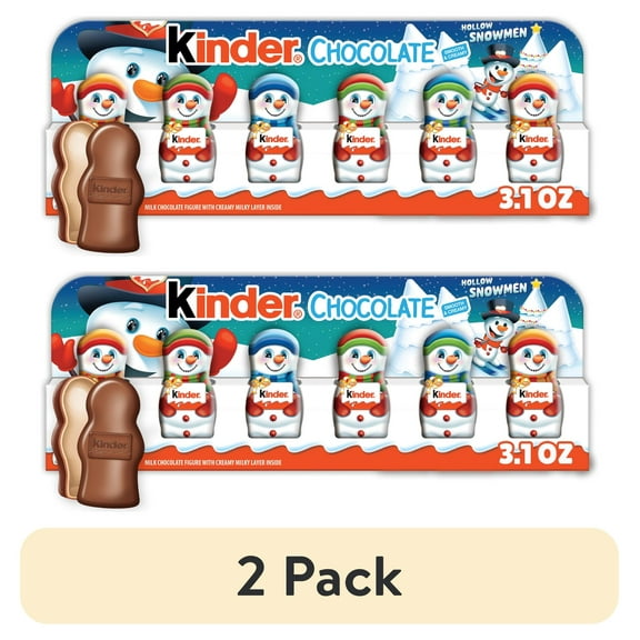 (2 pack) Kinder Christmas Chocolate Snowman, Creamy Milk Chocolate, Individually Wrapped, Great for Holiday Gifts, 6 Count, 3.1 oz