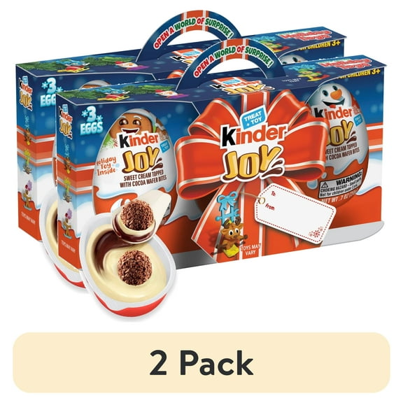 (2 pack) Kinder Joy Eggs, Holiday Toy, Sweet Cream and Crispy Chocolatey Wafer Bites, Individually Wrapped, Stocking Stuffer, 3 Count, 2.1 oz