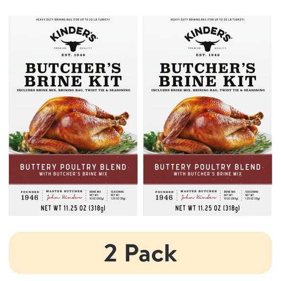 (2 pack) Kinder's Butcher's Brine Kit for Turkey, Buttery Poultry Blend with Brine Mix, 11.25 oz