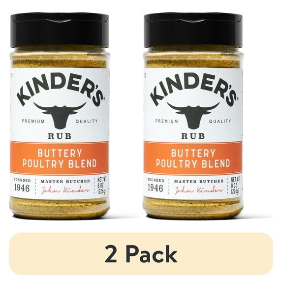 (2 pack) Kinder's Buttery Poultry Seasoning Blend with Butter, Garlic, Herbs, and Lemon, 8 oz
