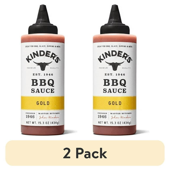 (2 pack) Kinder's Sweet and Tangy Gold BBQ Sauce, 15.3 oz Squeeze Bottle
