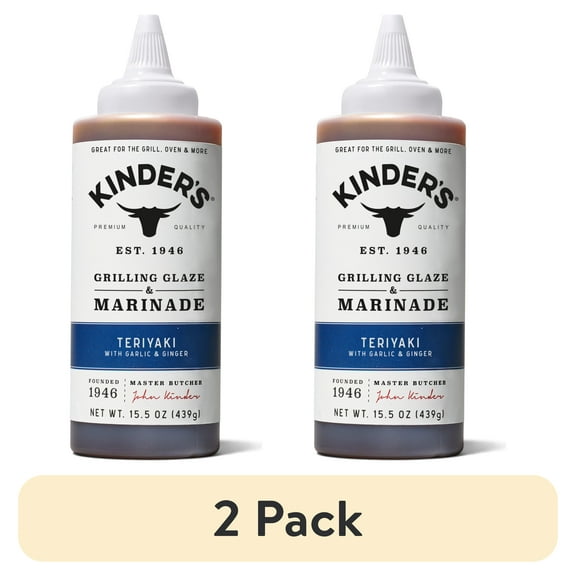 (2 pack) Kinder's Teriyaki Marinade and Sauce with Garlic and Ginger, 15.5 oz Squeeze Bottle