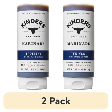 (2 pack) Kinder's Teriyaki Marinade and Sauce with Garlic and Ginger, 15.5 oz Squeeze Bottle