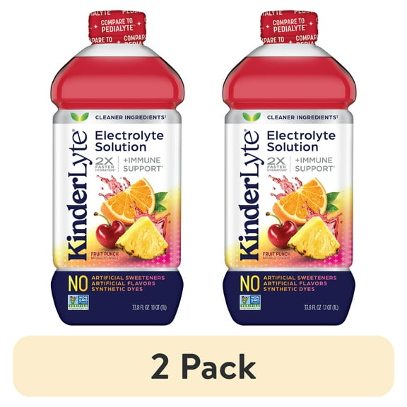 (2 pack) KinderFarms Electrolyte Solution Drink for Kids & Adults, Fruit Punch, 1 Liter