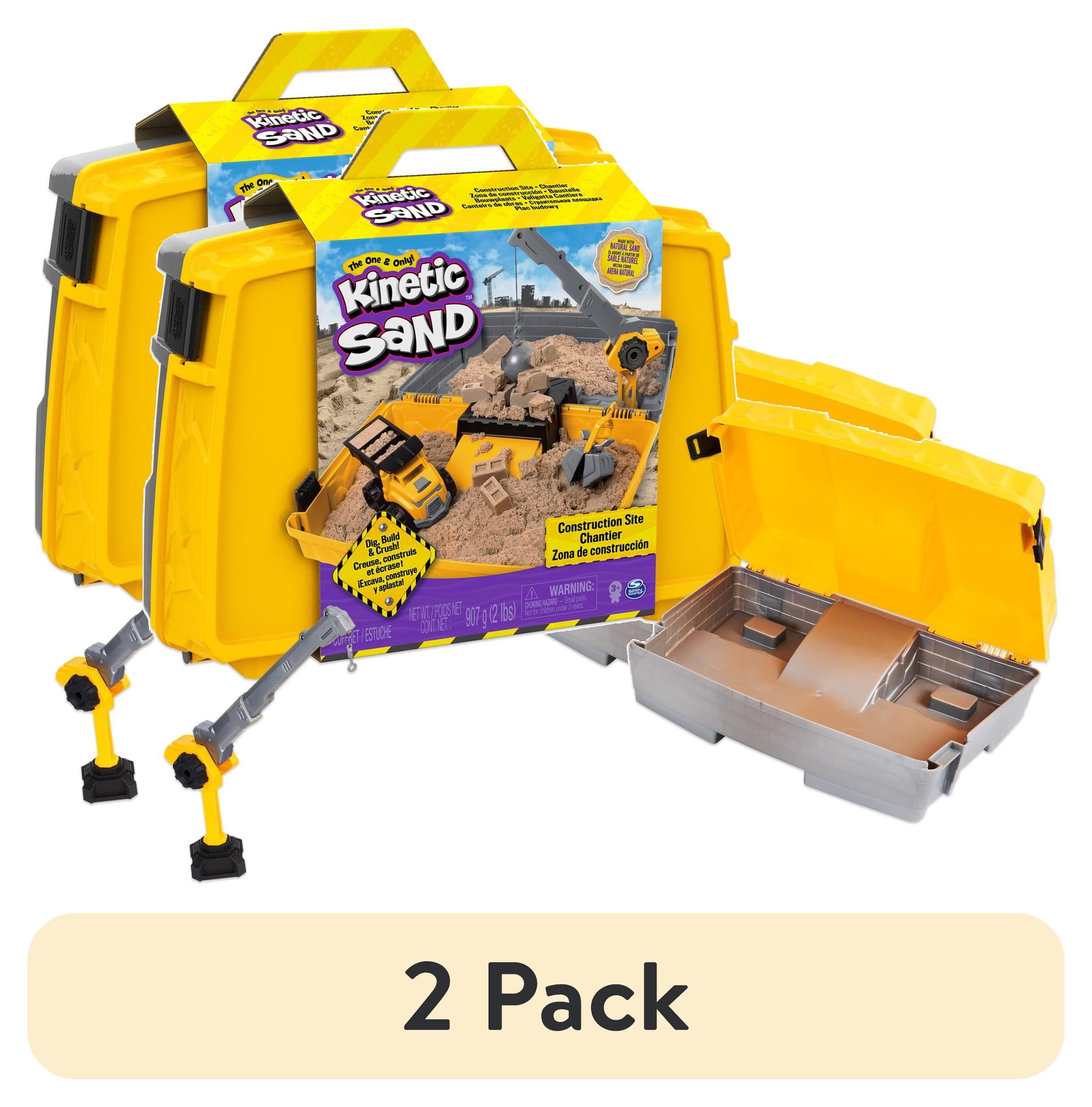 2 pack) Kinetic Sand, Construction Site Folding Sandbox Playset