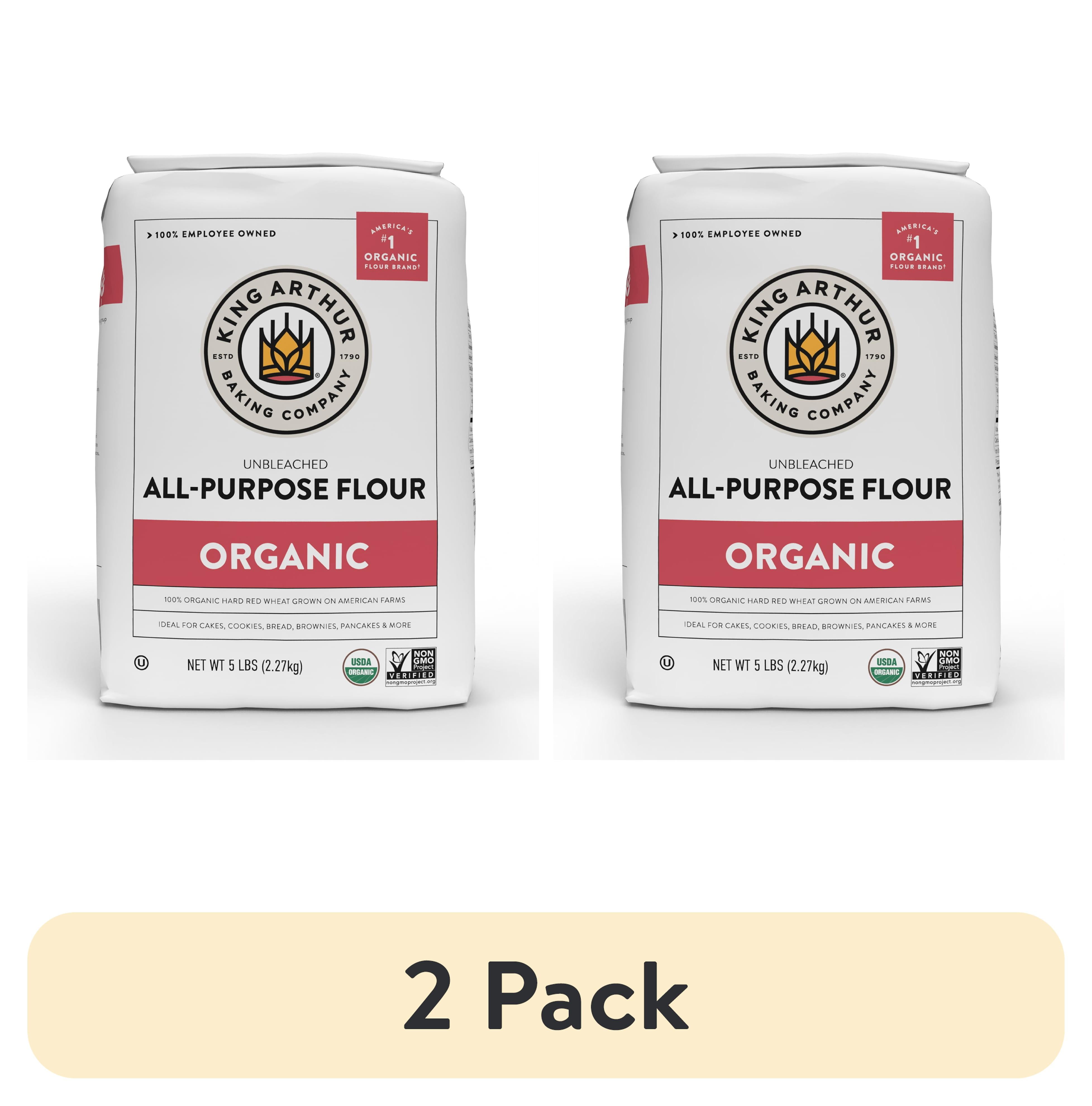 (2 pack) King Arthur Baking Company USDA Organic, Non-GMO Project Verified Unbleached All-Purpose Flour, 5 lb Bag