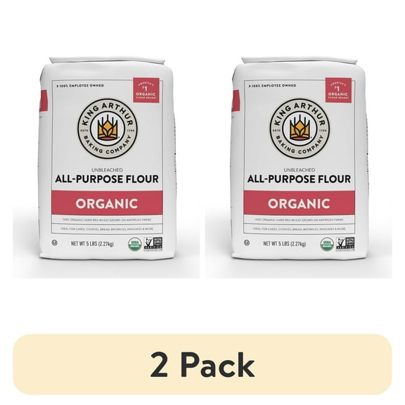 (2 pack) King Arthur Baking Company USDA Organic, Non-GMO Project Verified Unbleached All-Purpose Flour, 5 lb Bag
