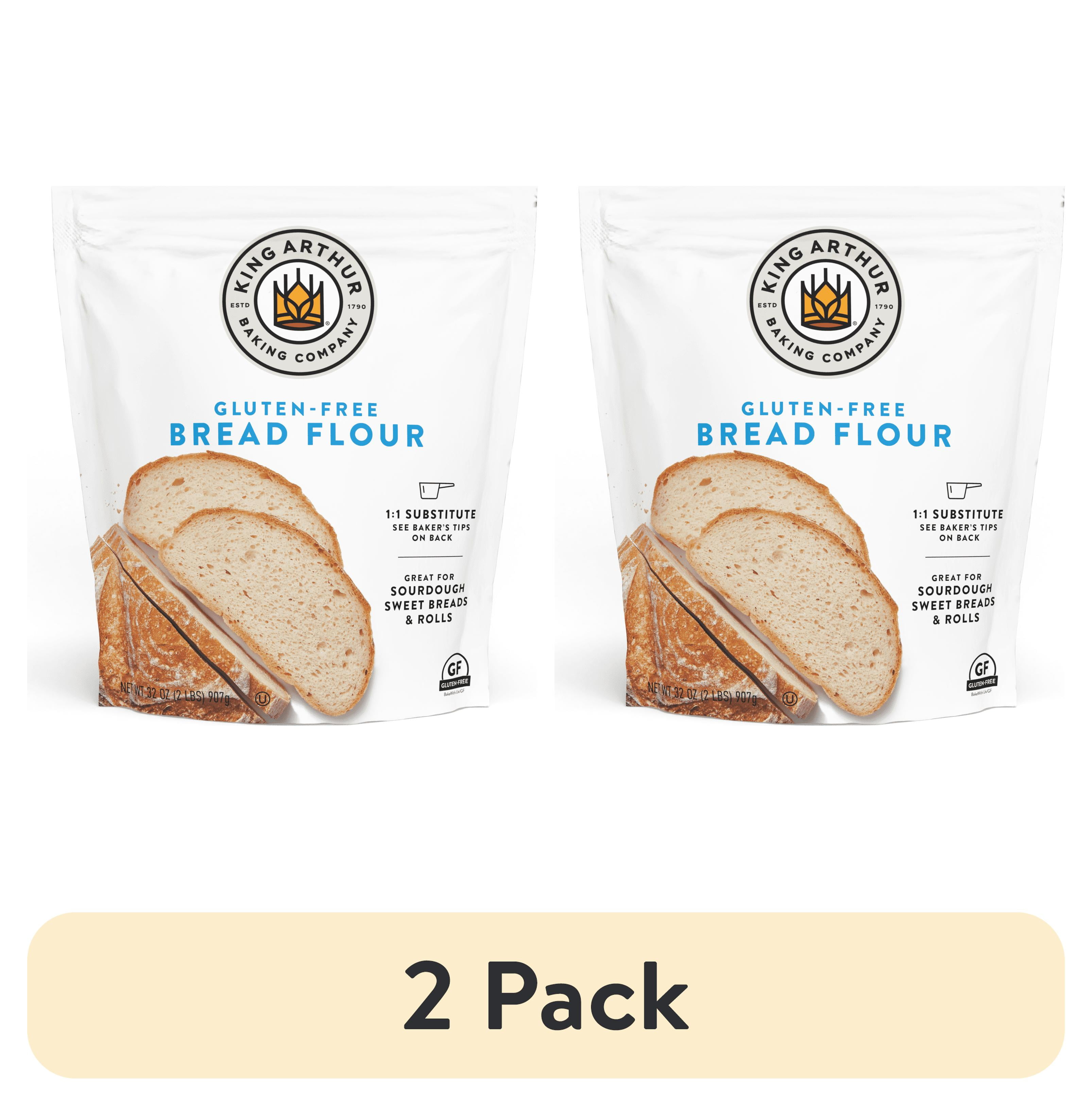 (2 pack) King Arthur Baking Company Certified Gluten-Free, 1:1 Flour Replacement Bread Flour, 2 lb Bag