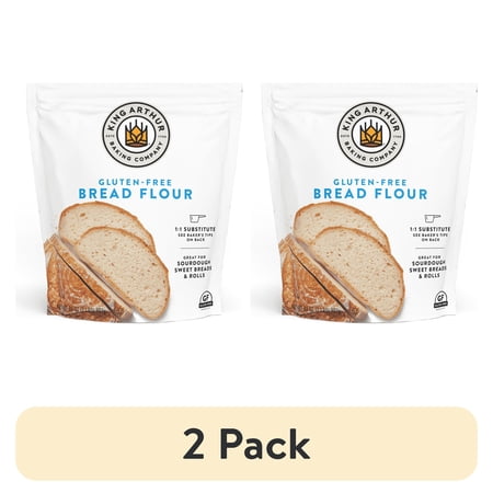 (2 pack) King Arthur Baking Company Certified Gluten-Free, 1:1 Flour Replacement Bread Flour, 2 lb Bag