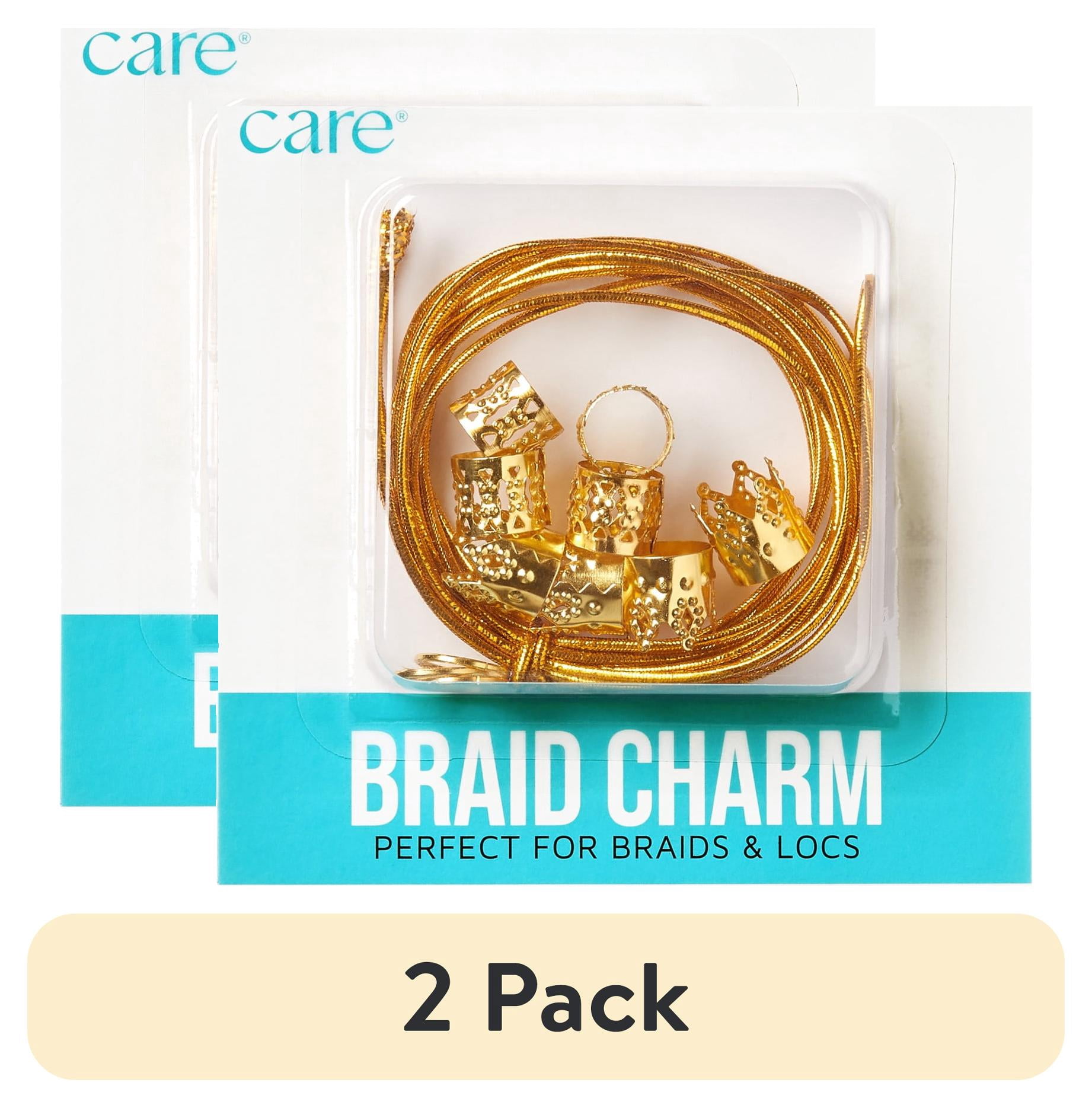 (2 pack) Kiss Colors & Care Reusable Metal Hair Styling Braid Charm Hair Accessory Set, Gold, 18 ct