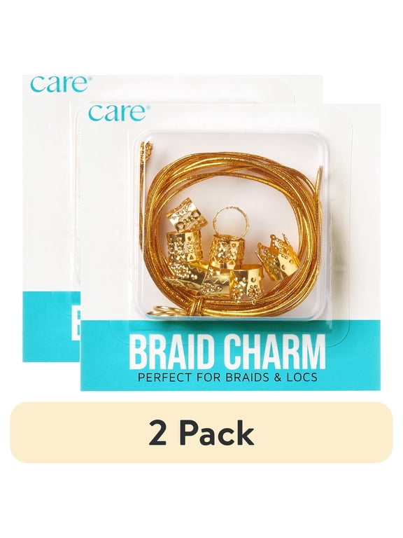 (2 pack) Kiss Colors & Care Reusable Metal Hair Styling Braid Charm Hair Accessory Set, Gold, 18 ct