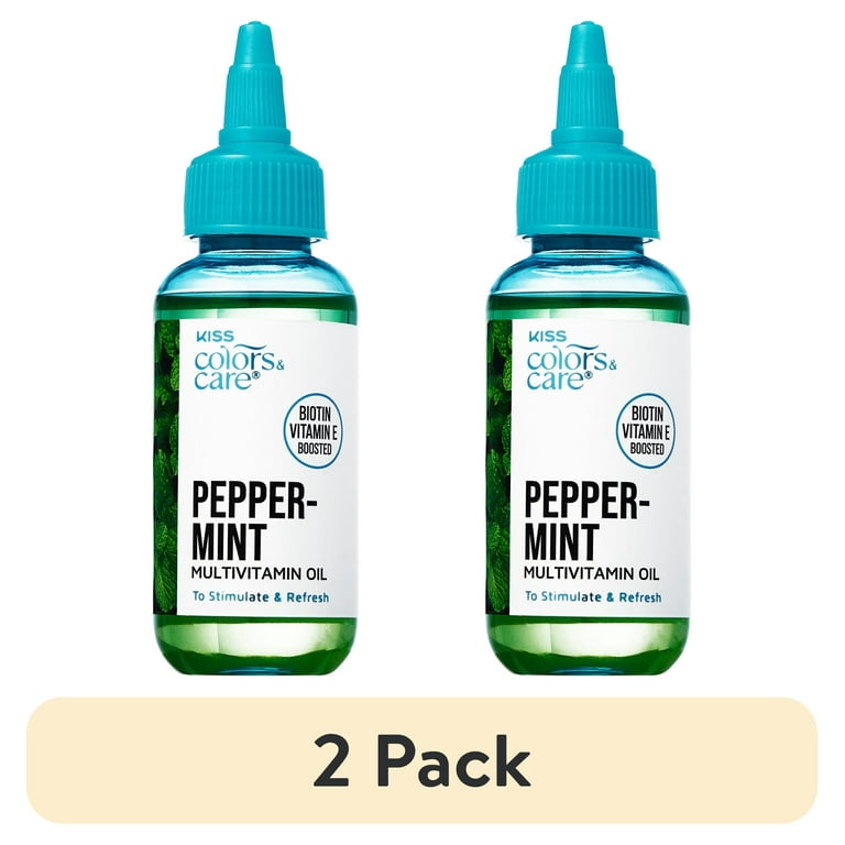 2 pack) KISS Colors & Care Multivitamin Oil for Hair & Skincare,  Peppermint, 2.5 oz