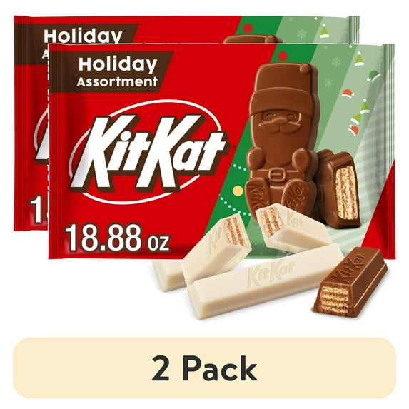 (2 pack) Kit Kat Assorted Flavored Wafer Christmas Candy, Bag 18.88 oz