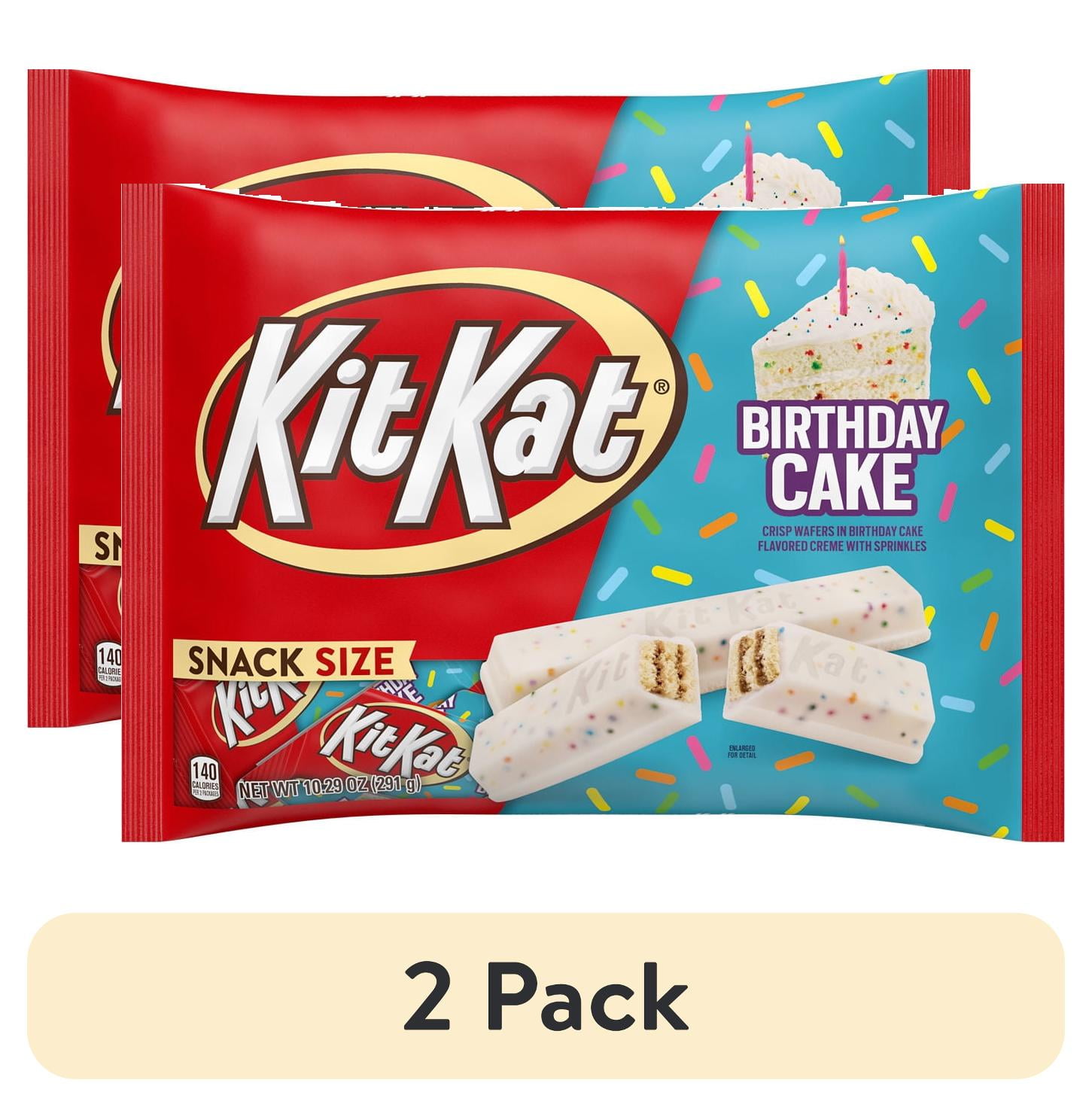 (2 pack) Kit Kat Birthday Cake Flavored Wafer Snack Size Candy, Bag 10.29 oz