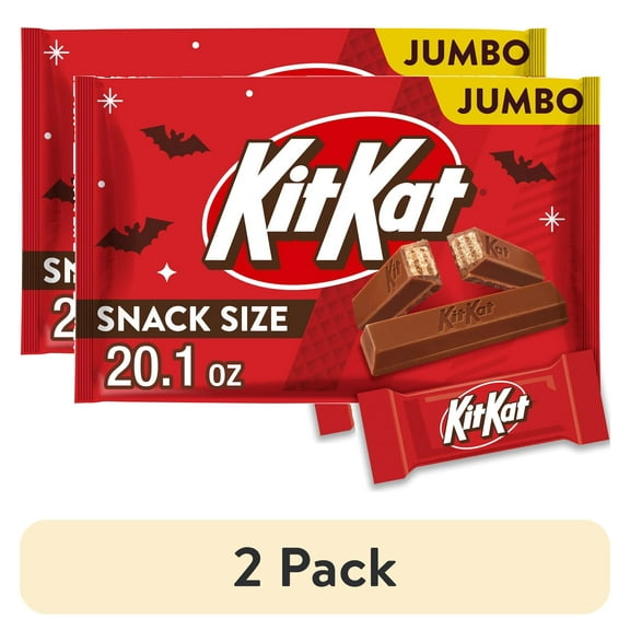 (2 pack) Kit Kat Milk Chocolate Wafer Snack Size Halloween Candy, Jumbo Bag 20.1 oz