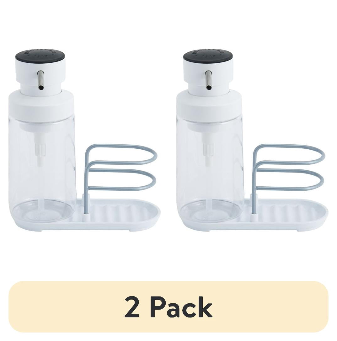 (2 pack) KitchenAid Satin Wire 12 oz White Dish Soap Dispenser and Sponge Caddy