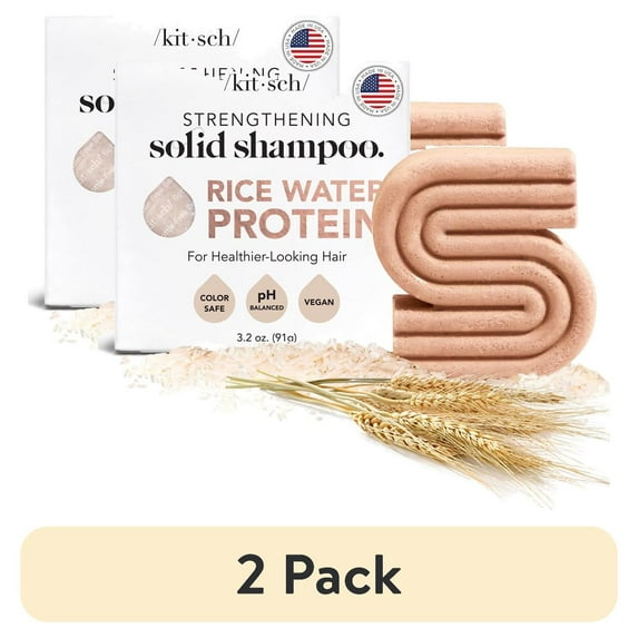 (2 pack) Kitsch Rice Shampoo Bar for Strengthening and Thickening, Clarifying, 3.2 oz