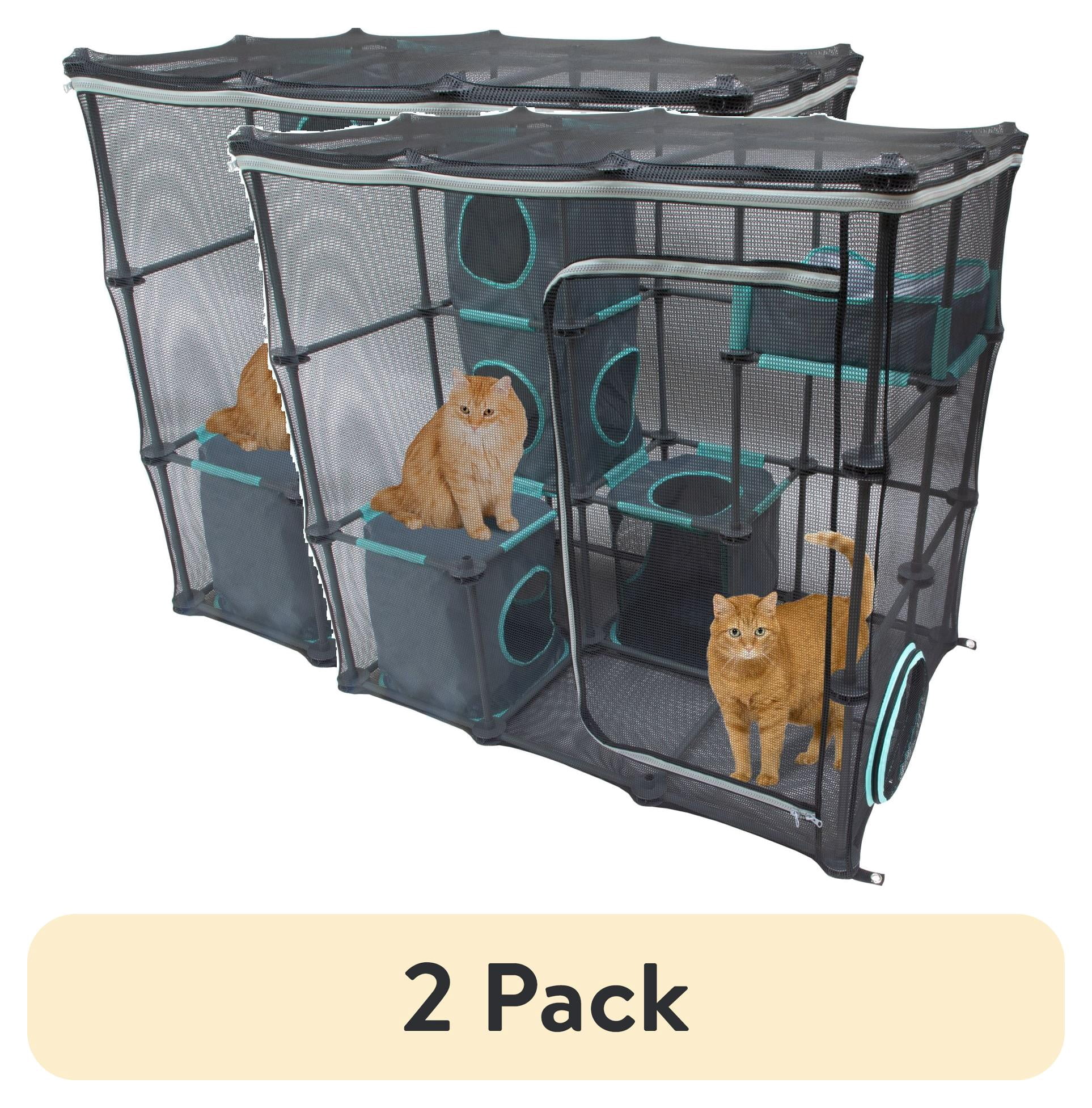 (2 pack) Kitty City Outdoor Cat Enclosure Catio with Mesh Walls, Zip Door, Fits Multiple Cats