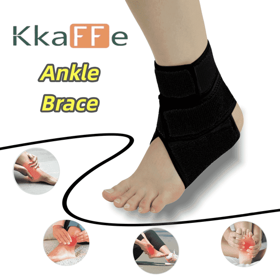 (2 pack) KkaFFe Ankle Brace for Men & Women Adjustable Compression Supports Achilles Tendonitis, Plantar Fasciitis Sprained Ankle | Breathable Side Stabilizers