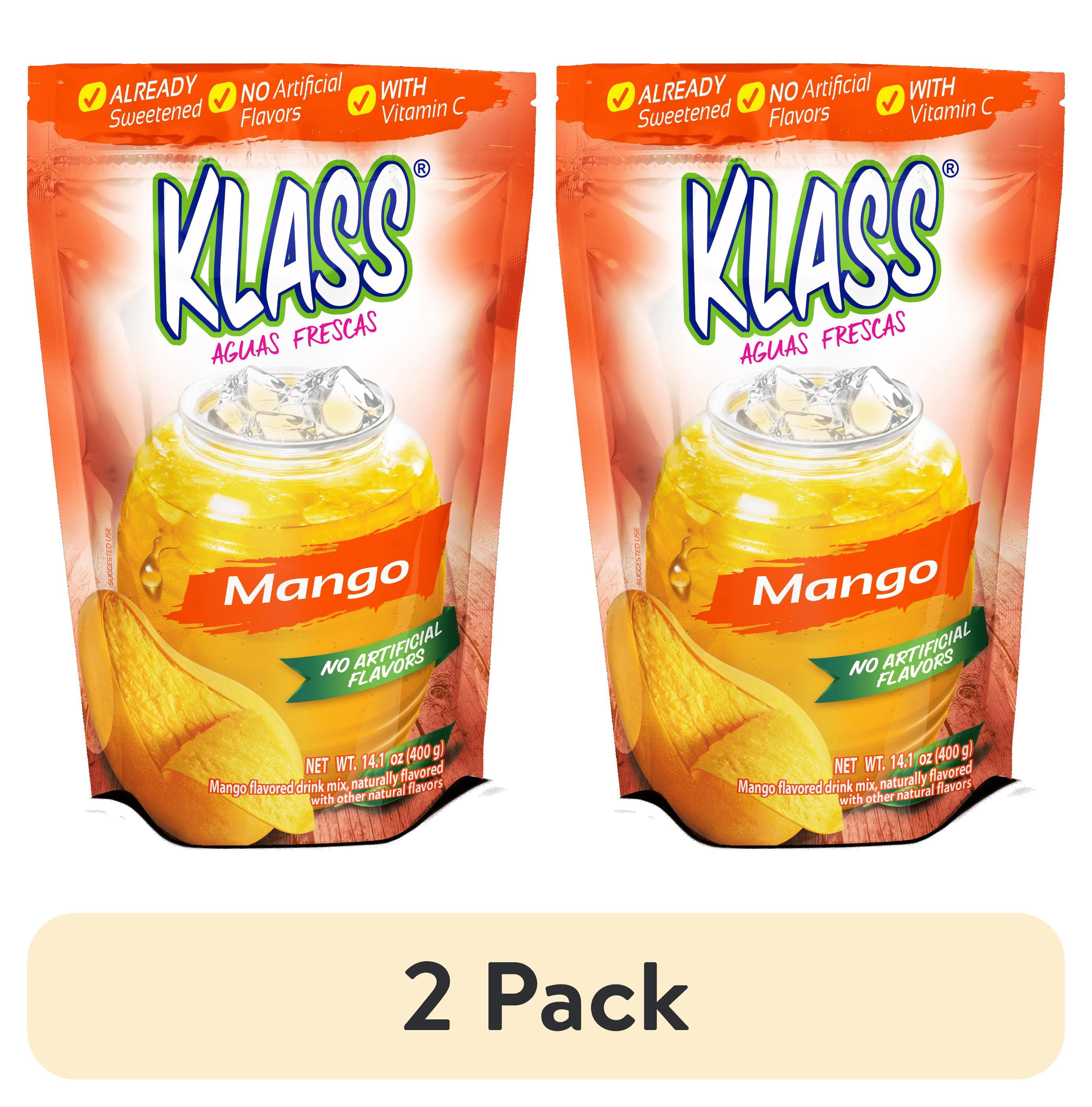 (2 pack) Klass Aguas Frescas Mango, with Vitamin C, Multiserve, Powdered Drink Mix, 14.1oz