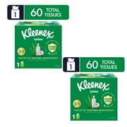 (2 pack) Kleenex Lotion Facial Tissues with Coconut Oil, 1 Cube Box, 60 Tissues per Box, 3-Ply
