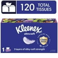 thumbnail image 1 of (2 pack) Kleenex Ultra Soft Facial Tissues, 1 Flat Box, 120 Tissues per Box, 3-Ply, 1 of 10