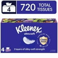 thumbnail image 1 of (2 pack) Kleenex Ultra Soft Facial Tissues, 4 Flat Boxes, 180 Tissues per Box, 3-Ply, 1 of 1