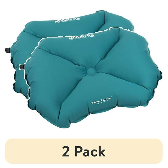 (2 pack) Klymit Pillow X Large Durable Inflatable Camping Travel Pillow, Teal