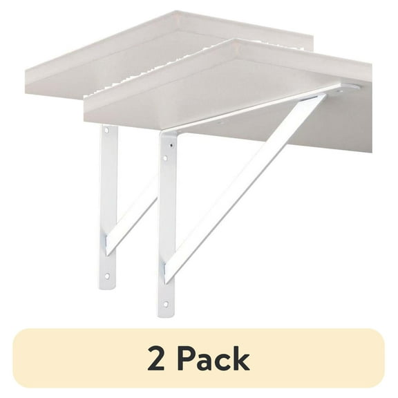 (2 pack) Knape & Vogt 5950928 White Steel Bracket, 16 in.