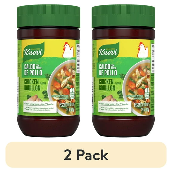 (2 pack) Knorr Granulated Bouillon Chicken Flavor Cholesterol-Free Powder, 7.9 oz Jar