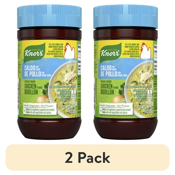 (2 pack) Knorr Granulated Reduced Sodium Chicken Bouillon Ground, 7.9 oz Jar