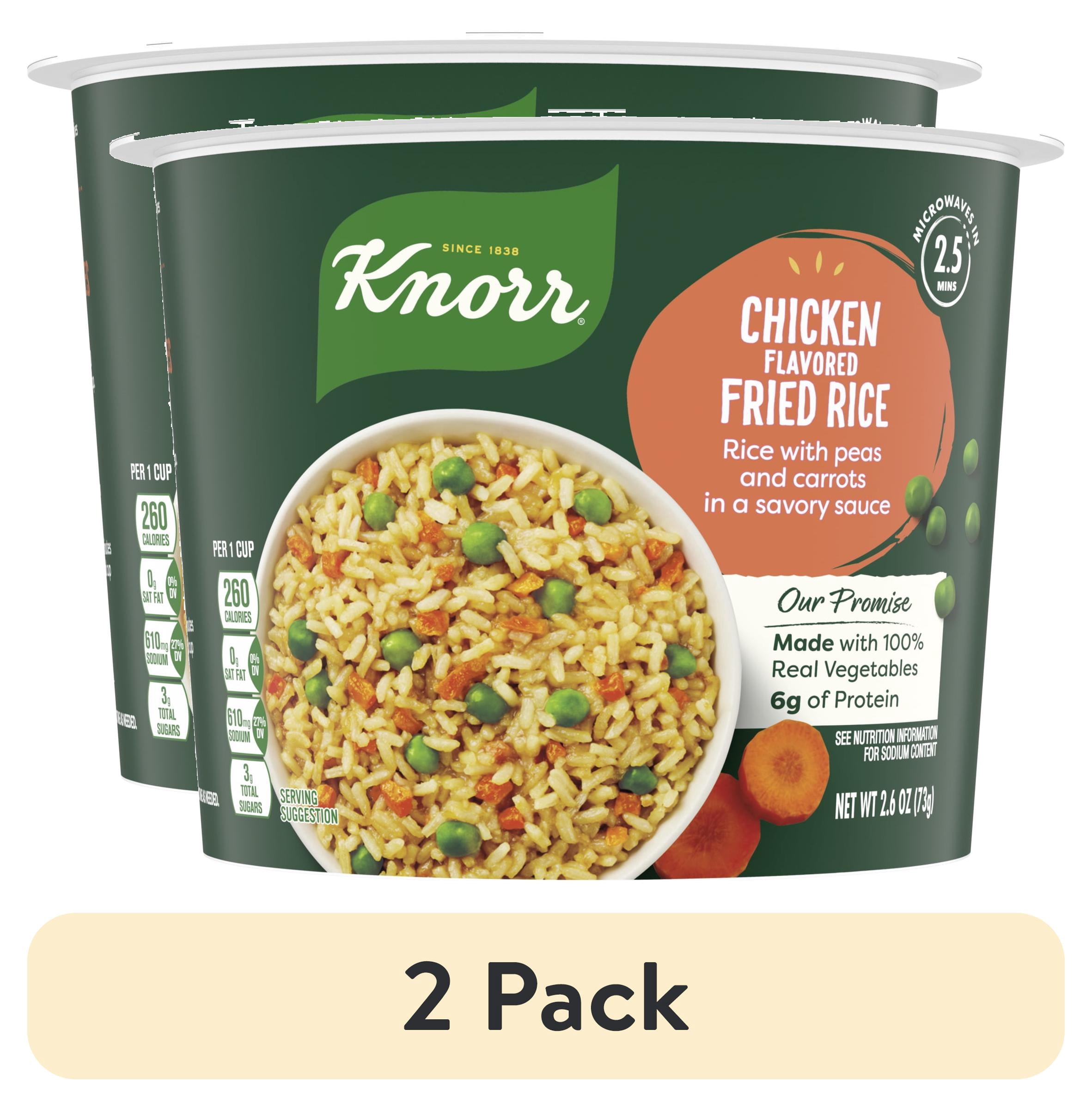 (2 pack) Knorr No Artificial Flavors Chicken Fried Rice Cooks in 2.5 Minutes, 2.6 oz Regular Cup