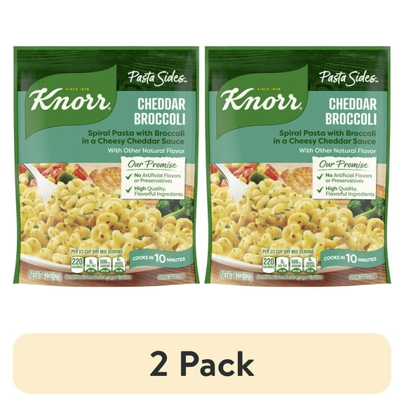 (2 pack) Knorr Pasta Sides Cheddar Broccoli Fusilli Made with No Artificial Flavors, 4.3 Oz Pouch
